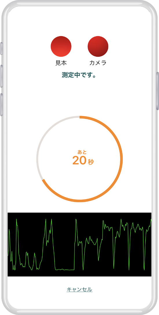 見えまストレス 測定中画面